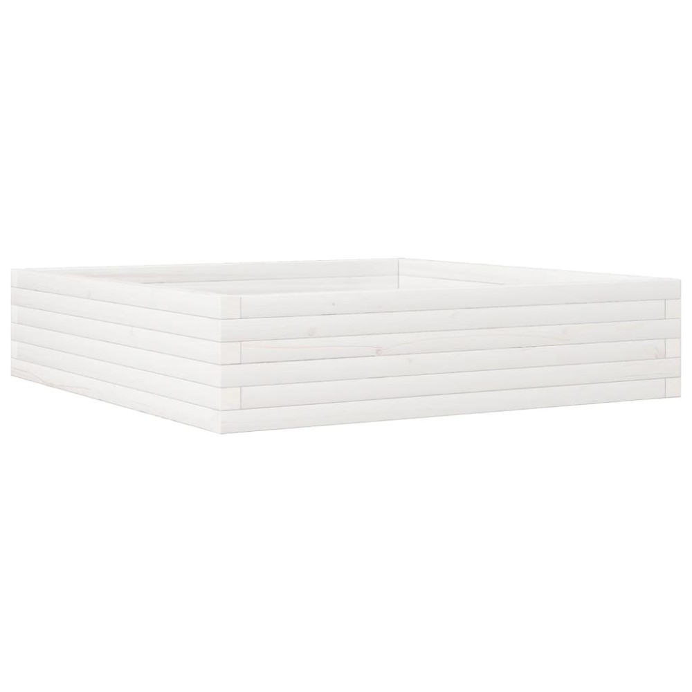 vidaXL Jardinieră de grădină, alb, 100x100x23 cm, lemn masiv de pin