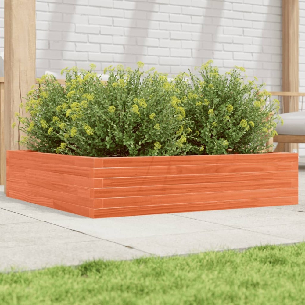 vidaXL Jardinieră de grădină, maro ceruit, 100x100x23cm lemn masiv pin
