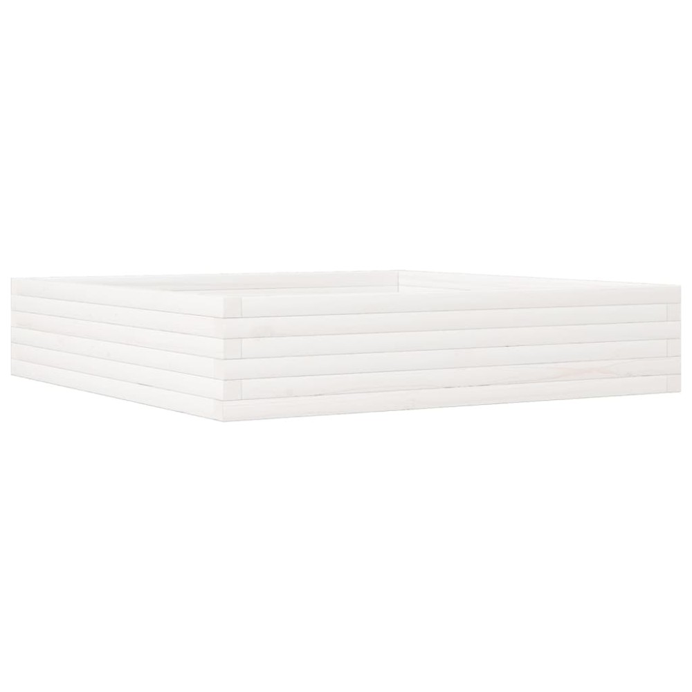 vidaXL Jardinieră de grădină, alb, 110x110x23 cm, lemn masiv de pin