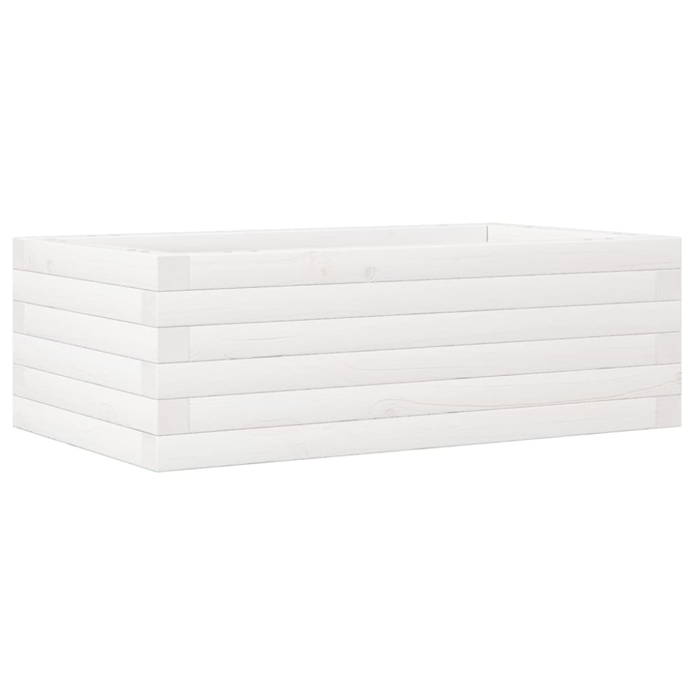 vidaXL Jardinieră de grădină, alb, 70x40x23 cm, lemn masiv de pin