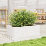 vidaXL Jardinieră de grădină, alb, 70x40x23 cm, lemn masiv de pin vidaXL Jardinieră de grădină, alb, 70x40x23 cm, lemn masiv de pin