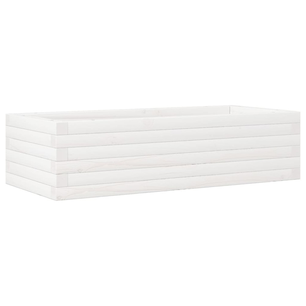 vidaXL Jardinieră de grădină, alb, 90x40x23 cm, lemn masiv de pin