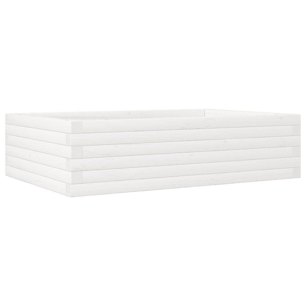 vidaXL Jardinieră de grădină, alb, 90x60x23 cm, lemn masiv de pin