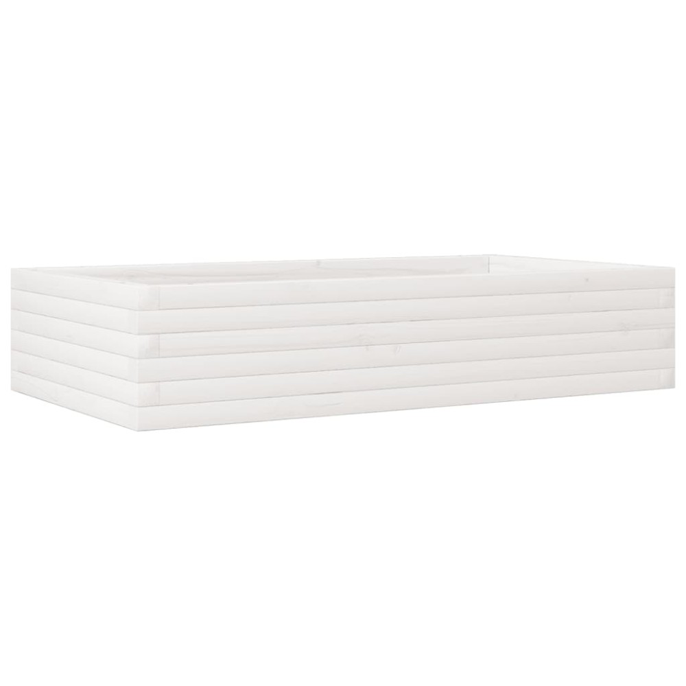 vidaXL Jardinieră de grădină, alb, 110x60x23 cm, lemn masiv de pin