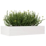 vidaXL Jardinieră de grădină, alb, 110x60x23 cm, lemn masiv de pin