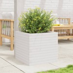 vidaXL Jardinieră de grădină, alb, 50x50x45,5 cm, lemn masiv de pin vidaXL Jardinieră de grădină, alb, 50x50x45,5 cm, lemn masiv de pin