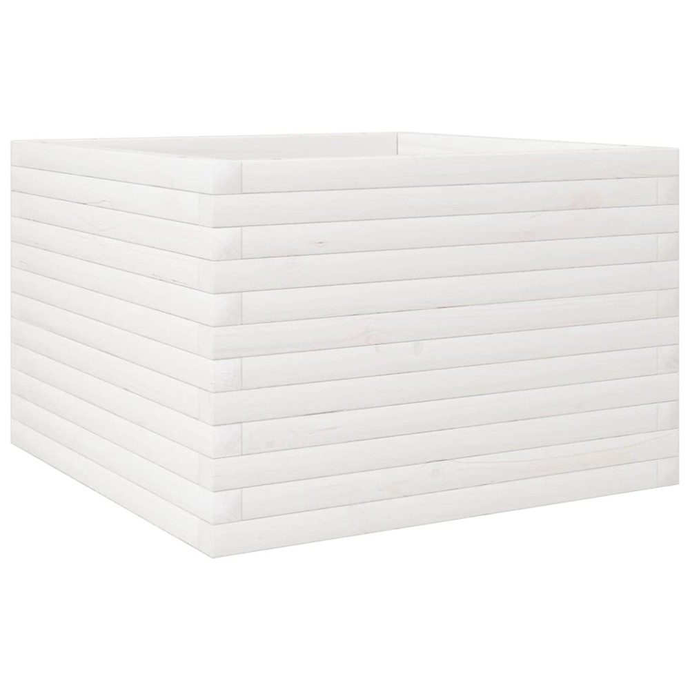 vidaXL Jardinieră de grădină, alb, 70x70x45,5 cm, lemn masiv de pin