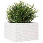 vidaXL Jardinieră de grădină, alb, 70x70x45,5 cm, lemn masiv de pin vidaXL Jardinieră de grădină, alb, 70x70x45,5 cm, lemn masiv de pin