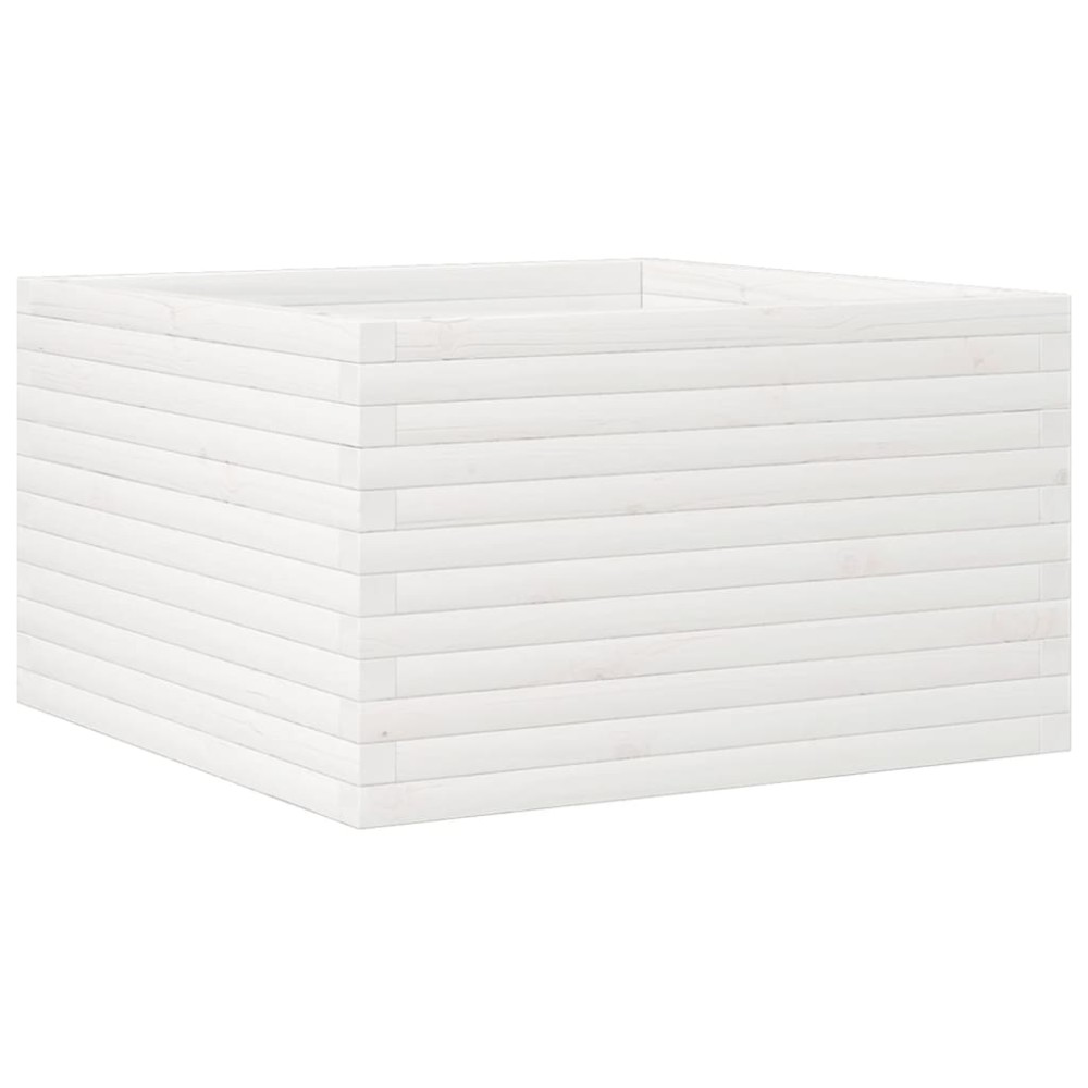 vidaXL Jardinieră de grădină, alb, 80x80x45,5 cm, lemn masiv de pin