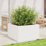 vidaXL Jardinieră de grădină, alb, 80x80x45,5 cm, lemn masiv de pin vidaXL Jardinieră de grădină, alb, 80x80x45,5 cm, lemn masiv de pin