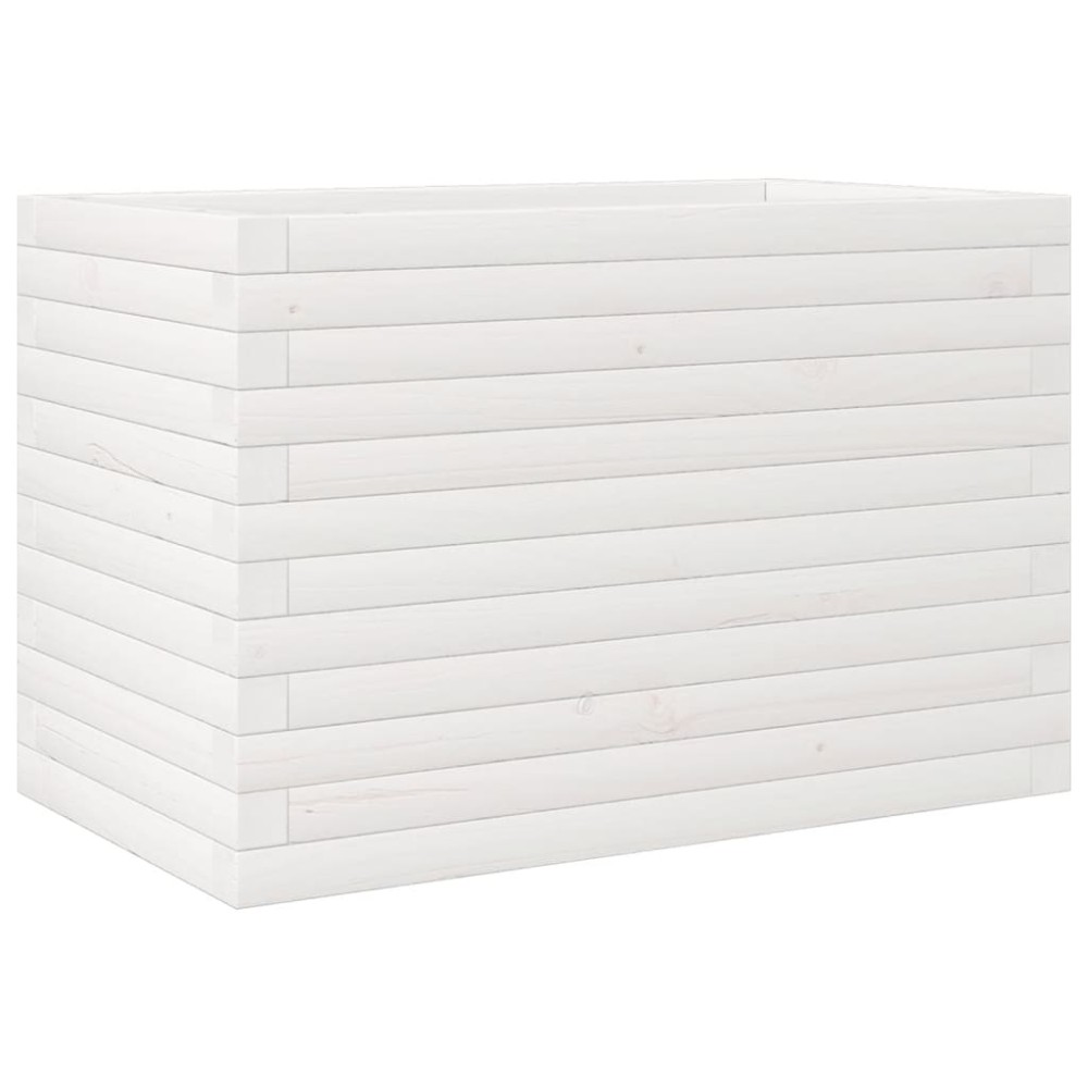 vidaXL Jardinieră de grădină, alb, 70x40x45,5 cm, lemn masiv de pin