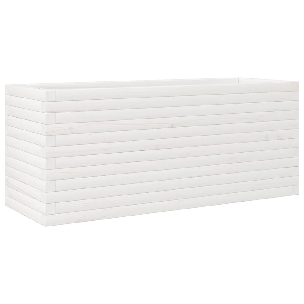 vidaXL Jardinieră de grădină, alb, 110x40x45,5 cm, lemn masiv de pin