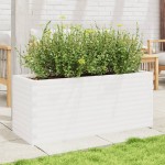 vidaXL Jardinieră de grădină, alb, 110x40x45,5 cm, lemn masiv de pin vidaXL Jardinieră de grădină, alb, 110x40x45,5 cm, lemn masiv de pin