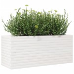 vidaXL Jardinieră de grădină, alb, 110x40x45,5 cm, lemn masiv de pin vidaXL Jardinieră de grădină, alb, 110x40x45,5 cm, lemn masiv de pin