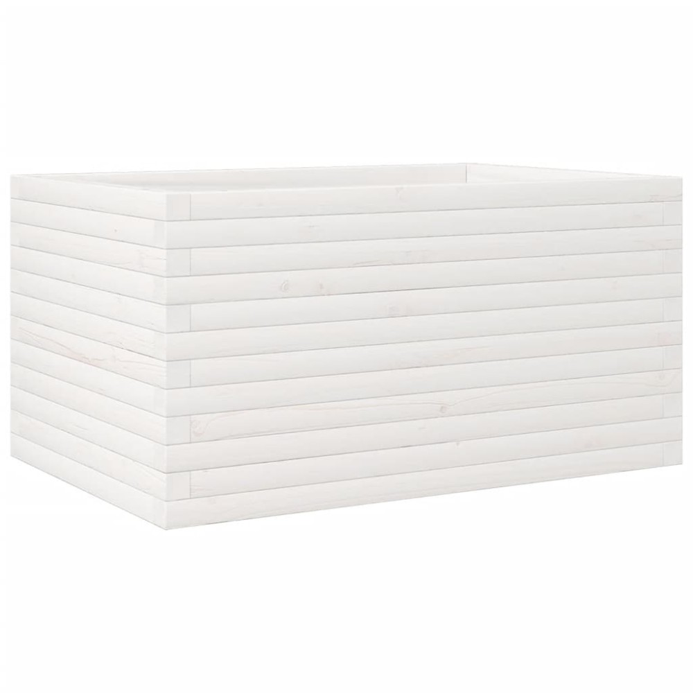 vidaXL Jardinieră de grădină, alb, 90x60x45,5 cm, lemn masiv de pin