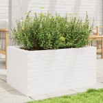 vidaXL Jardinieră de grădină, alb, 90x60x45,5 cm, lemn masiv de pin
