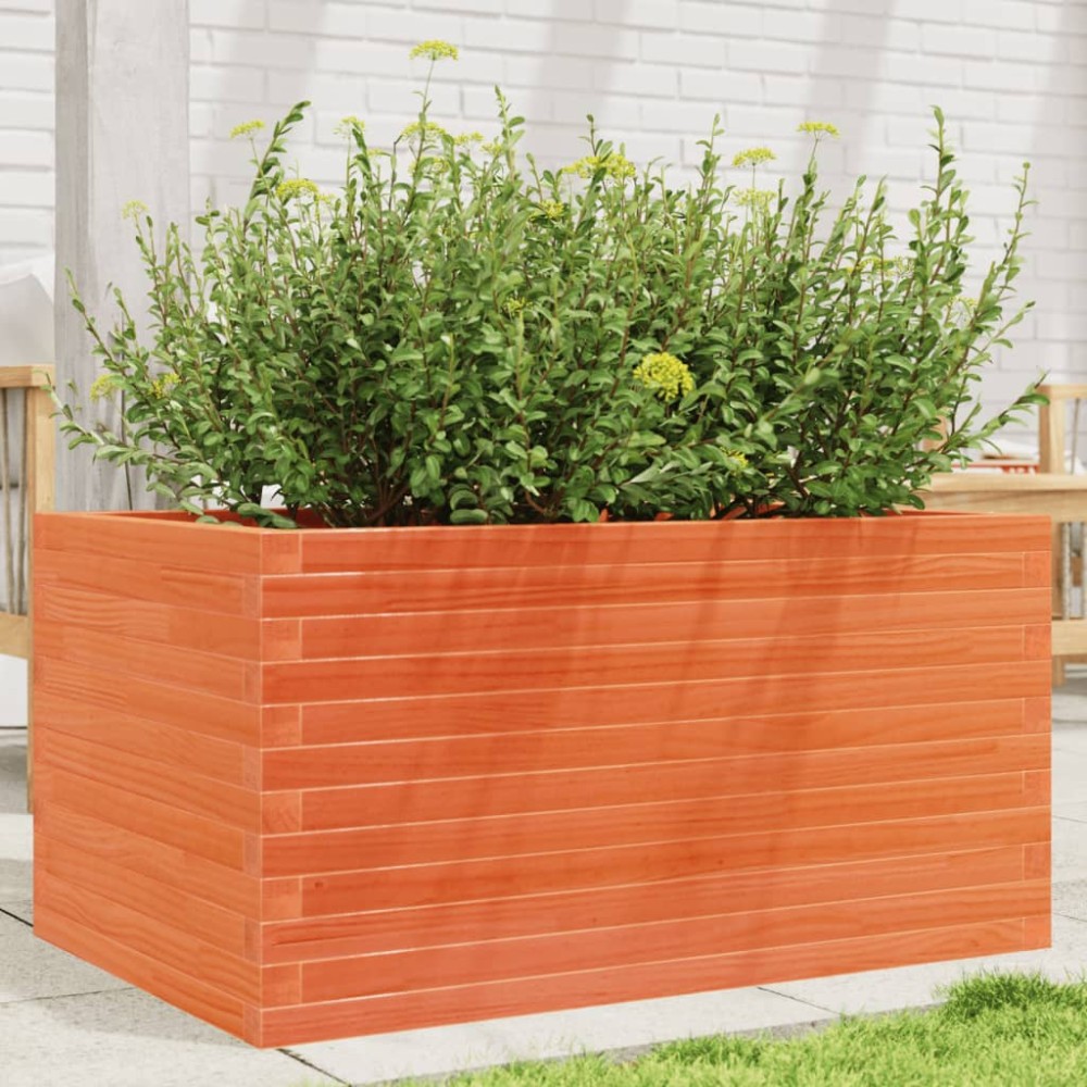 vidaXL Jardinieră grădină, maro ceruit, 90x60x45,5 cm, lemn masiv pin