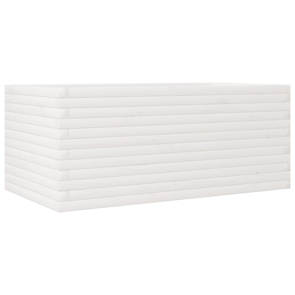 vidaXL Jardinieră de grădină, alb, 110x60x45,5 cm, lemn masiv de pin