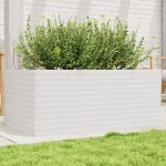 vidaXL Jardinieră de grădină, alb, 110x60x45,5 cm, lemn masiv de pin vidaXL Jardinieră de grădină, alb, 110x60x45,5 cm, lemn masiv de pin