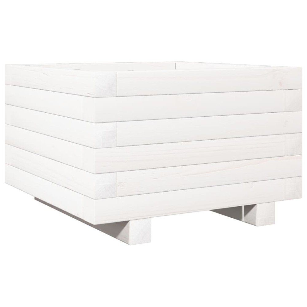 vidaXL Jardinieră de grădină, alb, 40x40x26,5 cm, lemn masiv de pin