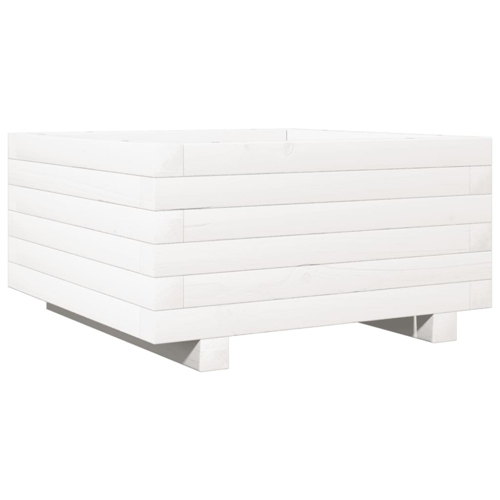 vidaXL Jardinieră de grădină, alb, 50x50x26,5 cm, lemn masiv de pin