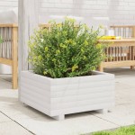 vidaXL Jardinieră de grădină, alb, 50x50x26,5 cm, lemn masiv de pin