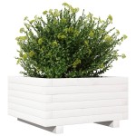 vidaXL Jardinieră de grădină, alb, 50x50x26,5 cm, lemn masiv de pin