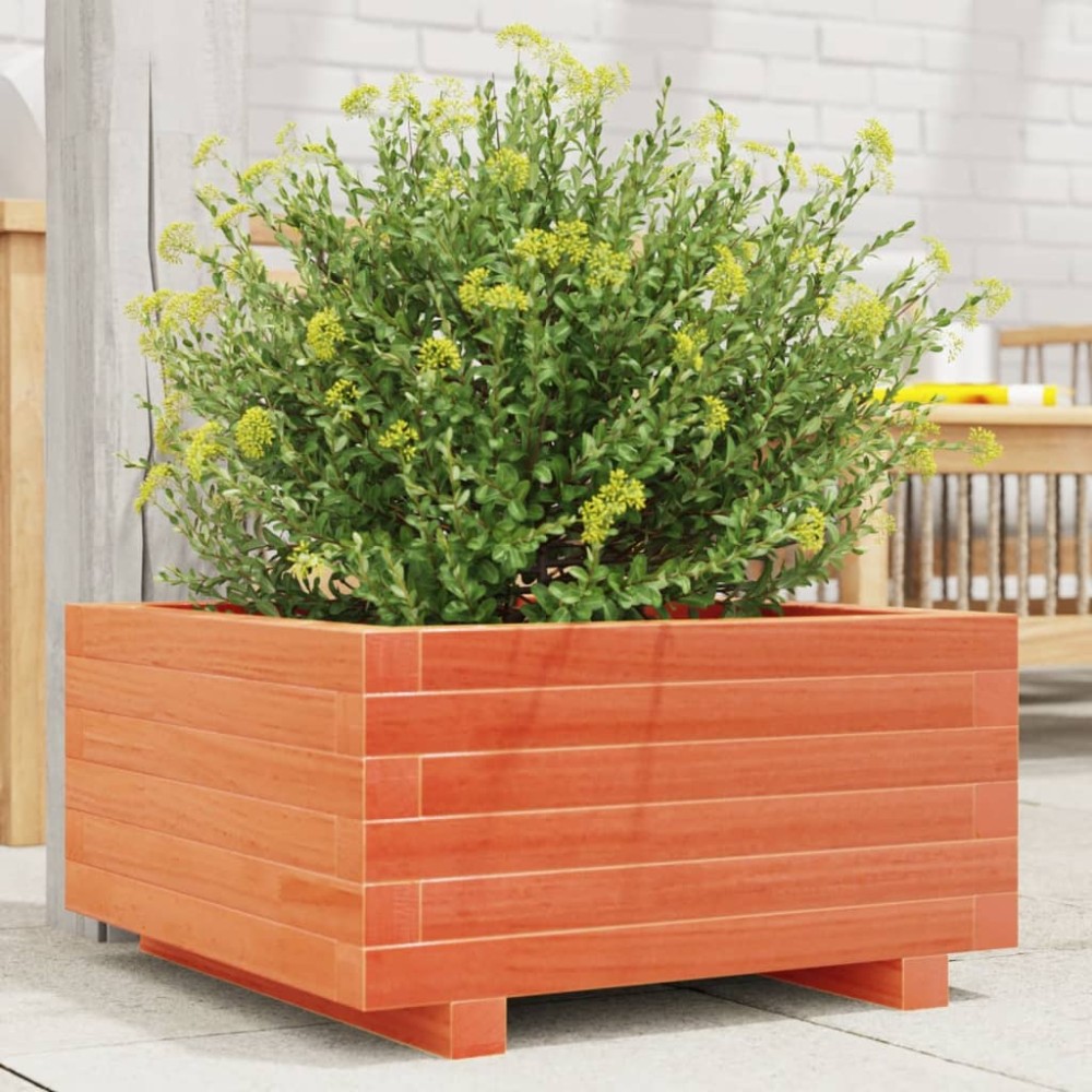 vidaXL Jardinieră grădină, maro ceruit, 50x50x26,5 cm, lemn masiv pin