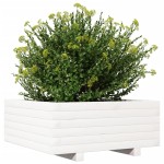 vidaXL Jardinieră de grădină, alb, 60x60x26,5 cm, lemn masiv de pin vidaXL Jardinieră de grădină, alb, 60x60x26,5 cm, lemn masiv de pin