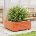 vidaXL Jardinieră grădină, maro ceruit, 60x60x26,5 cm, lemn masiv pin vidaXL Jardinieră grădină, maro ceruit, 60x60x26,5 cm, lemn masiv pin