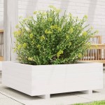 vidaXL Jardinieră de grădină, alb, 70x70x26,5 cm, lemn masiv de pin vidaXL Jardinieră de grădină, alb, 70x70x26,5 cm, lemn masiv de pin