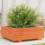 vidaXL Jardinieră grădină, maro ceruit, 70x70x26,5 cm, lemn masiv pin vidaXL Jardinieră grădină, maro ceruit, 70x70x26,5 cm, lemn masiv pin