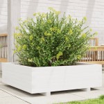 vidaXL Jardinieră de grădină, alb, 80x80x26,5 cm, lemn masiv de pin vidaXL Jardinieră de grădină, alb, 80x80x26,5 cm, lemn masiv de pin