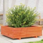 vidaXL Jardinieră grădină, maro ceruit, 80x80x26,5 cm, lemn masiv pin vidaXL Jardinieră grădină, maro ceruit, 80x80x26,5 cm, lemn masiv pin