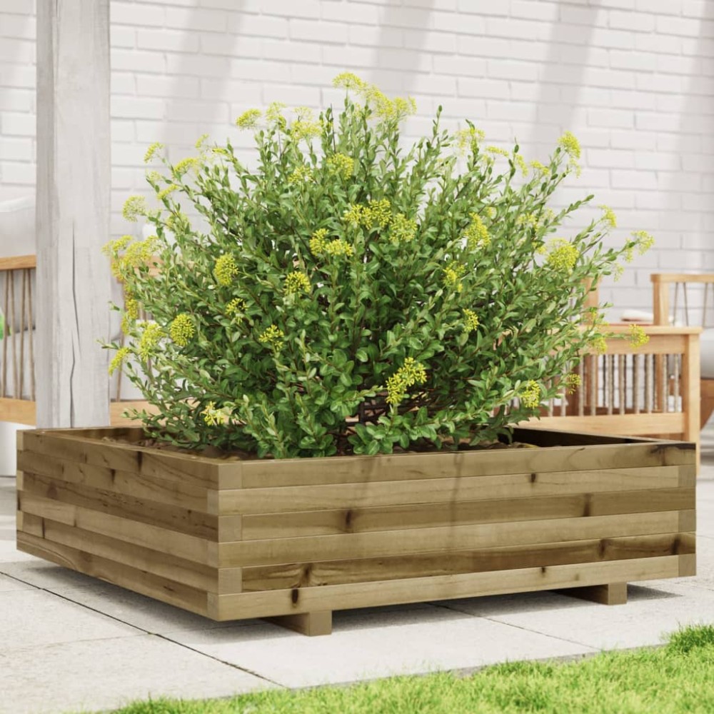 vidaXL Jardinieră de grădină, 90x90x26,5 cm, lemn de pin impregnat