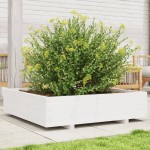 vidaXL Jardinieră de grădină, alb, 100x100x26,5 cm, lemn masiv de pin vidaXL Jardinieră de grădină, alb, 100x100x26,5 cm, lemn masiv de pin