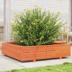 vidaXL Jardinieră grădină, maro ceruit, 100x100x26,5cm, lemn masiv pin vidaXL Jardinieră grădină, maro ceruit, 100x100x26,5cm, lemn masiv pin
