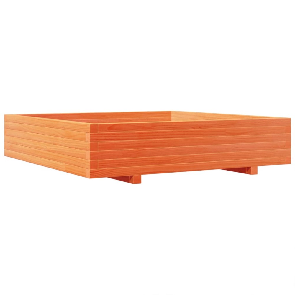 vidaXL Jardinieră grădină, maro ceruit, 110x110x26,5cm, lemn masiv pin