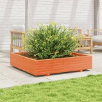 vidaXL Jardinieră grădină, maro ceruit, 110x110x26,5cm, lemn masiv pin vidaXL Jardinieră grădină, maro ceruit, 110x110x26,5cm, lemn masiv pin