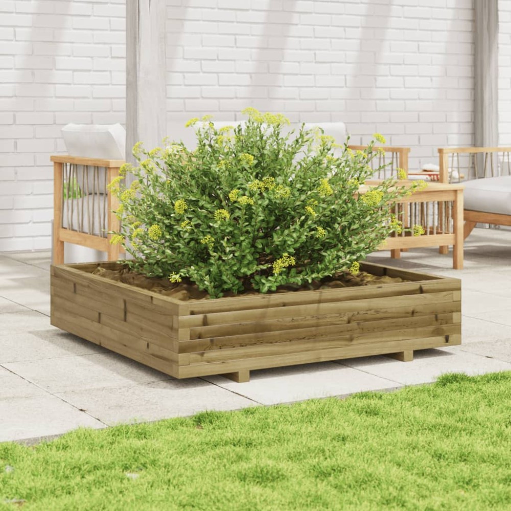 vidaXL Jardinieră de grădină, 110x110x26,5 cm, lemn de pin impregnat