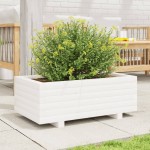 vidaXL Jardinieră de grădină, alb, 70x40x26,5 cm, lemn masiv de pin vidaXL Jardinieră de grădină, alb, 70x40x26,5 cm, lemn masiv de pin