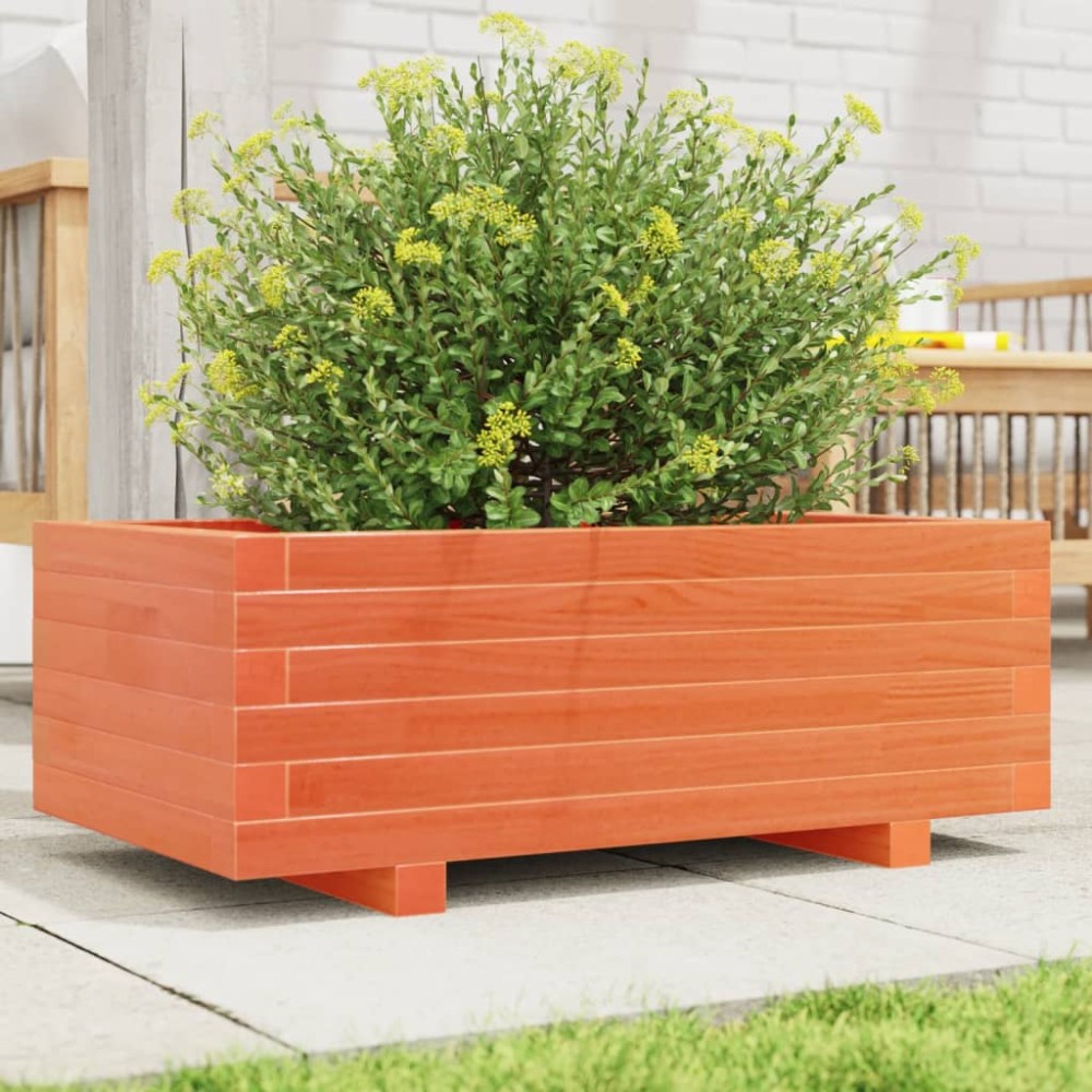 vidaXL Jardinieră grădină, maro ceruit, 70x40x26,5 cm, lemn masiv pin