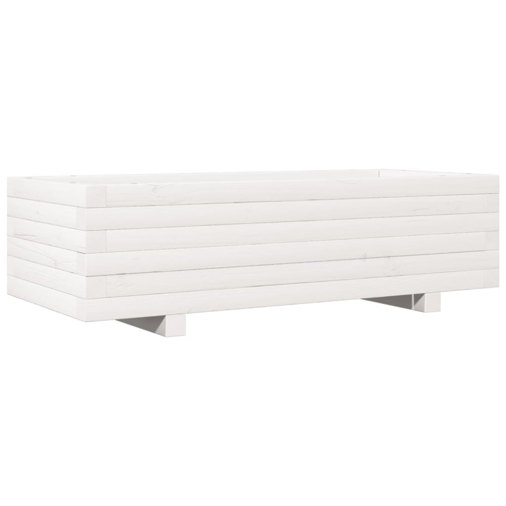 vidaXL Jardinieră de grădină, alb, 90x40x26,5 cm, lemn masiv de pin