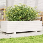 vidaXL Jardinieră de grădină, alb, 90x40x26,5 cm, lemn masiv de pin vidaXL Jardinieră de grădină, alb, 90x40x26,5 cm, lemn masiv de pin