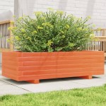 vidaXL Jardinieră grădină, maro ceruit, 90x40x26,5 cm, lemn masiv pin vidaXL Jardinieră grădină, maro ceruit, 90x40x26,5 cm, lemn masiv pin
