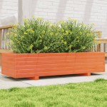 vidaXL Jardinieră grădină, maro ceruit, 110x40x26,5 cm, lemn masiv pin vidaXL Jardinieră grădină, maro ceruit, 110x40x26,5 cm, lemn masiv pin