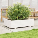 vidaXL Jardinieră de grădină, alb, 90x60x26,5 cm, lemn masiv de pin vidaXL Jardinieră de grădină, alb, 90x60x26,5 cm, lemn masiv de pin