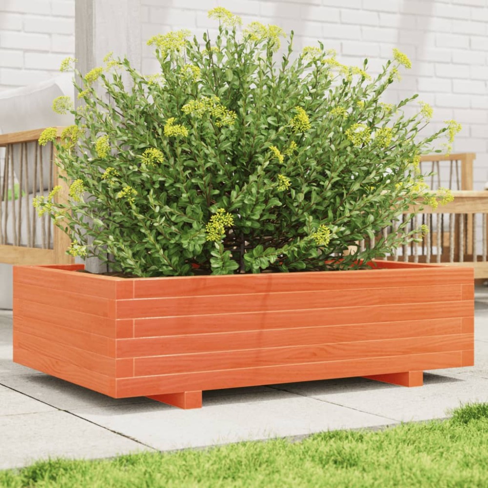 vidaXL Jardinieră grădină, maro ceruit, 90x60x26,5 cm, lemn masiv pin