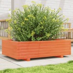 vidaXL Jardinieră grădină, maro ceruit, 90x60x26,5 cm, lemn masiv pin vidaXL Jardinieră grădină, maro ceruit, 90x60x26,5 cm, lemn masiv pin