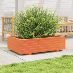 vidaXL Jardinieră grădină, maro ceruit, 90x60x26,5 cm, lemn masiv pin vidaXL Jardinieră grădină, maro ceruit, 90x60x26,5 cm, lemn masiv pin